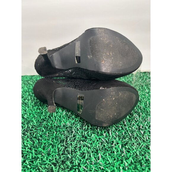 Quipid Black Lace Platform Booties 8.5 Whimsigoth Goth Gothic Witchy Lace - Picture 7 of 9